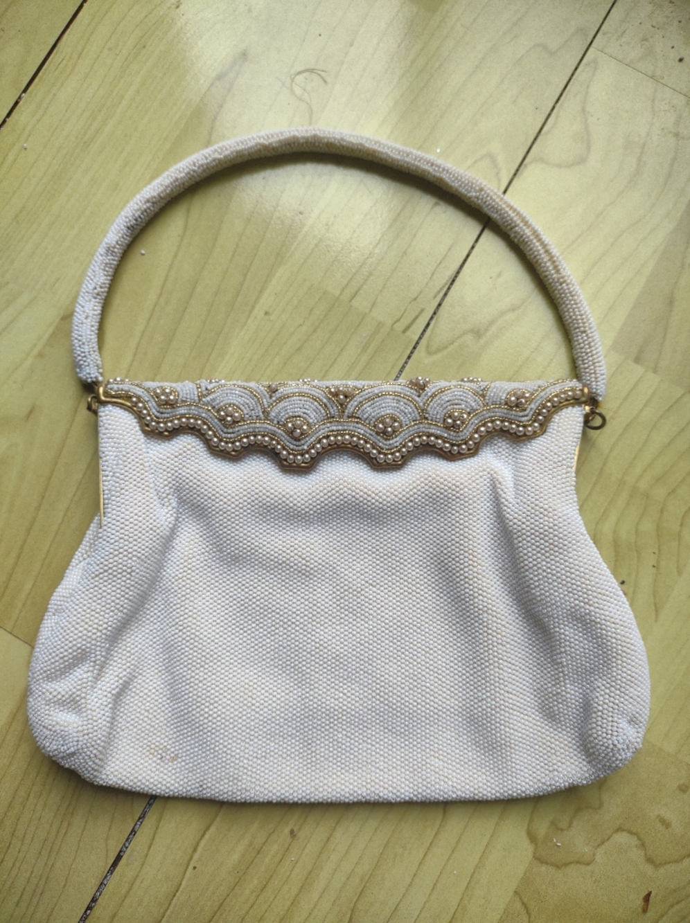 Elegant White Beaded Women's Bag